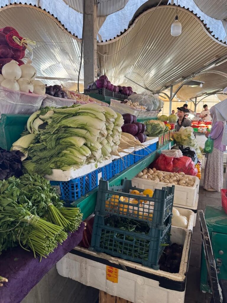 vegetables for sale in chorsu bazaar in tashkent, uzbekistan