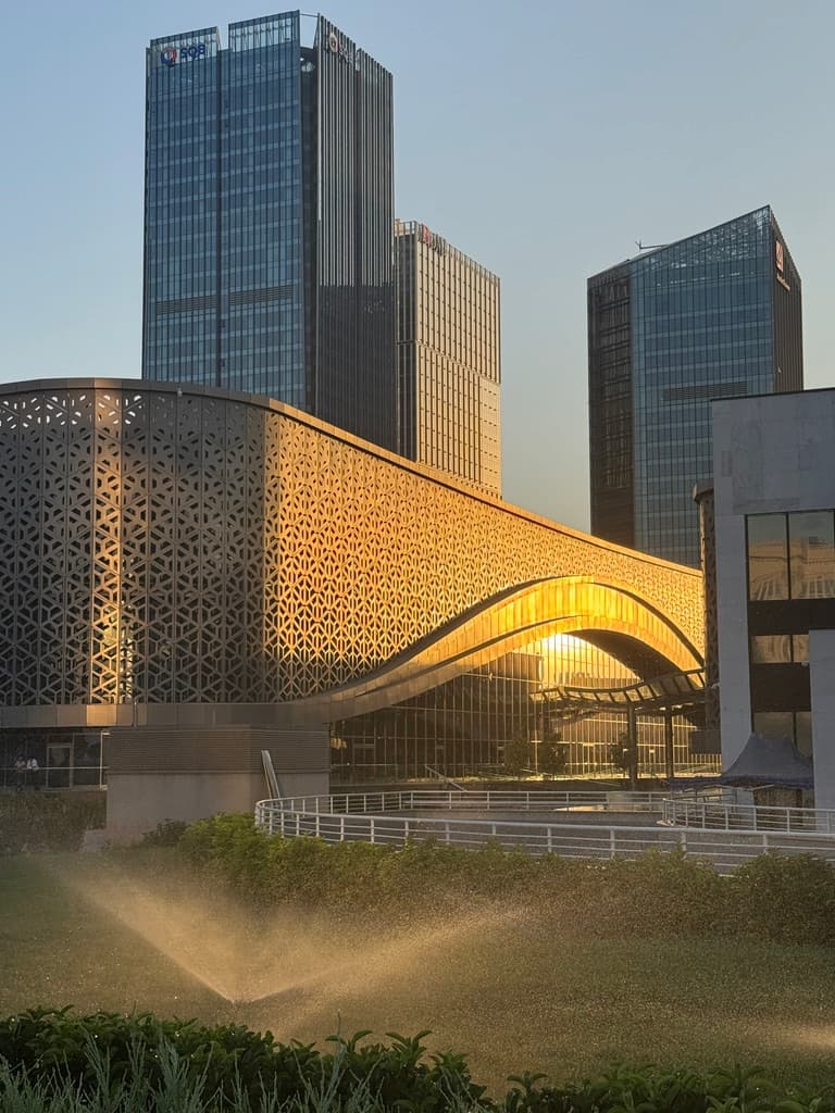 skyscrapers in tashkent during golden hour