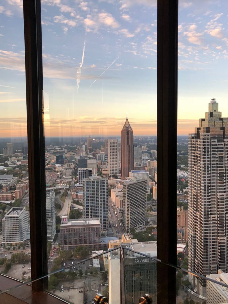 View of buildings and skyscrapers from another skyscraper in Atlanta during a business visit